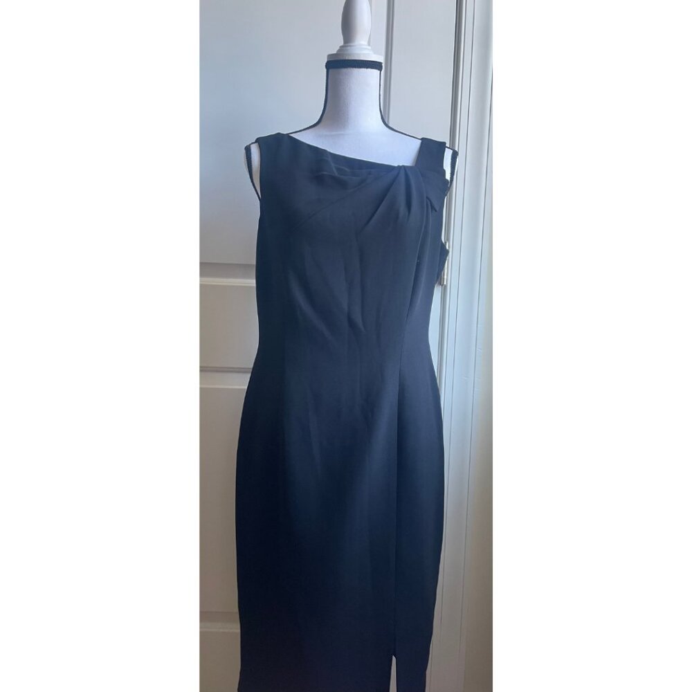 Jones New York Black Asymmetrical Drape Dress